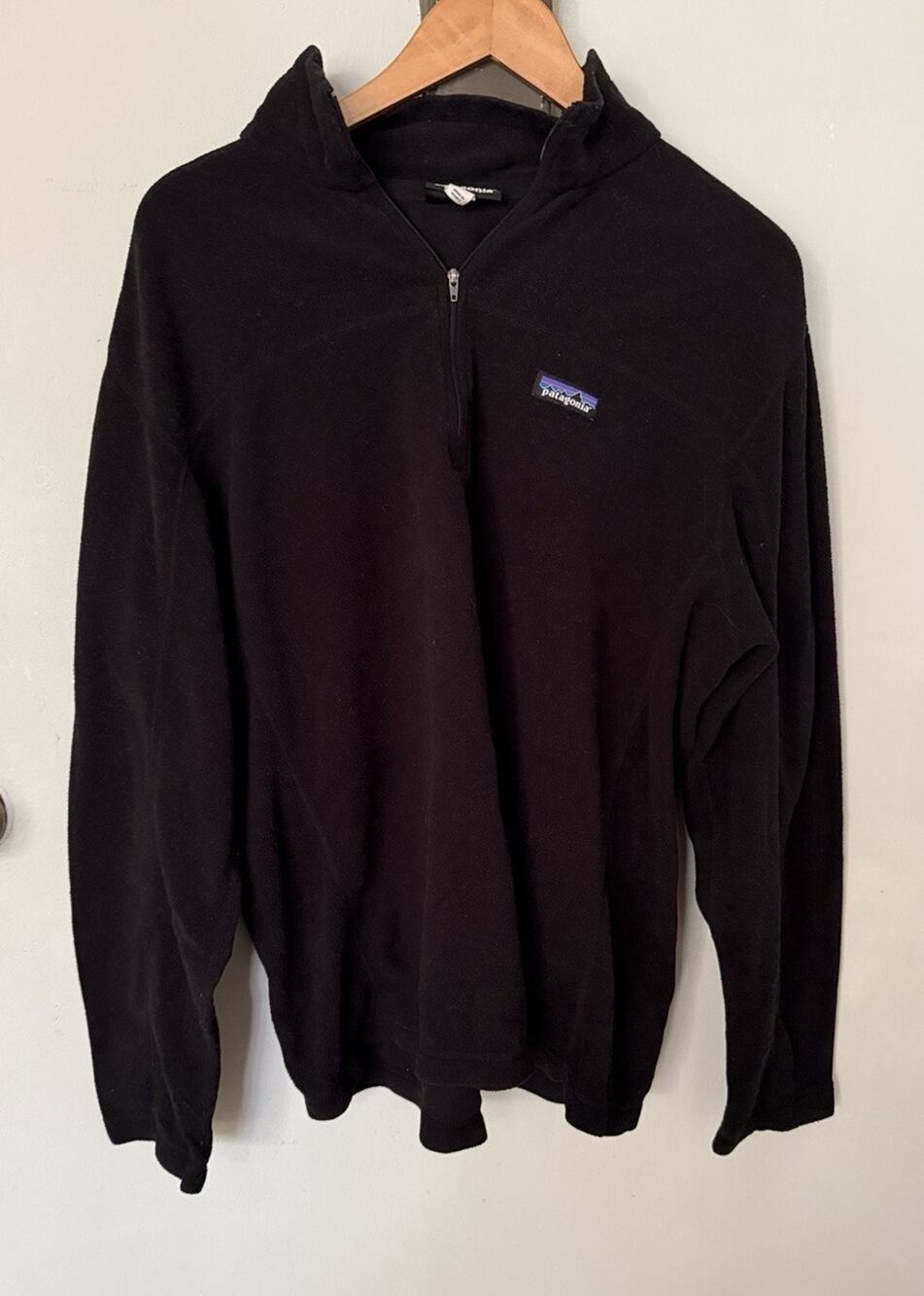 Patagonia Micro D Fleece Pullover Sweater 1/4 Zip Mock Neck Men’s Size L Black